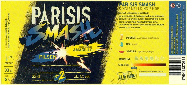 Etiquette BRASSERIE PARISIS 56