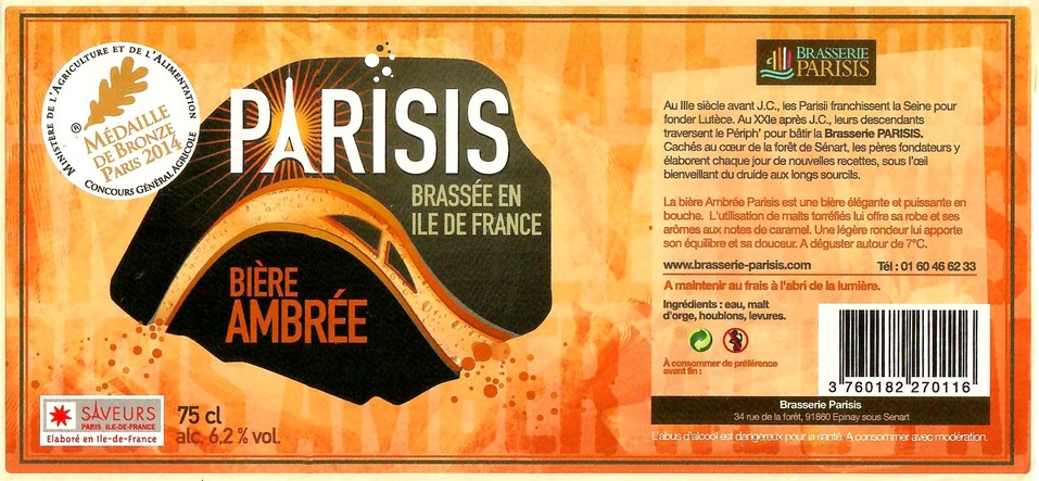 Etiquette BRASSERIE PARISIS 58