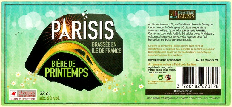 Etiquette BRASSERIE PARISIS 60