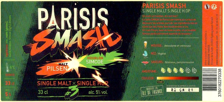 Etiquette BRASSERIE PARISIS 63