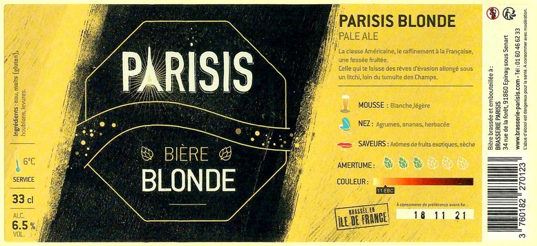 Etiquette BRASSERIE PARISIS 68
