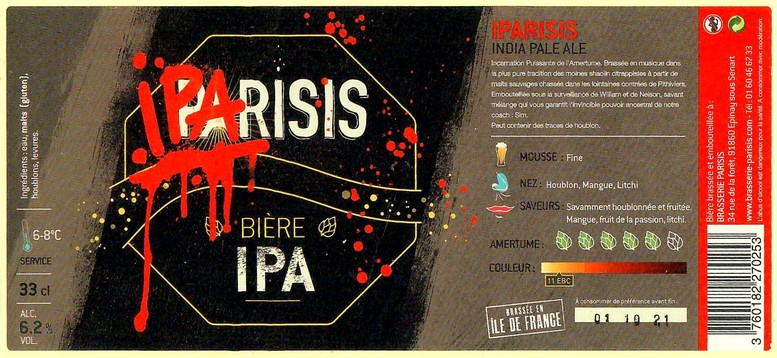 Etiquette BRASSERIE PARISIS 72