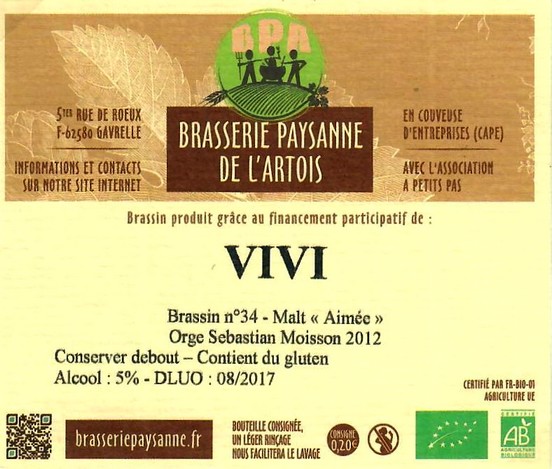 etiquette BRASSERIE PAYSANNE DE L'ARTOIS 02
