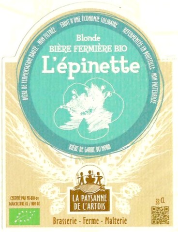 Etiquette BRASSERIE PAYSANNE DE L'ARTOIS 16