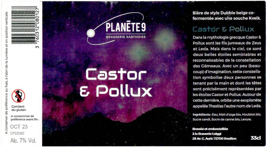 Etiquette BRASSERIE PLANETE 9 11