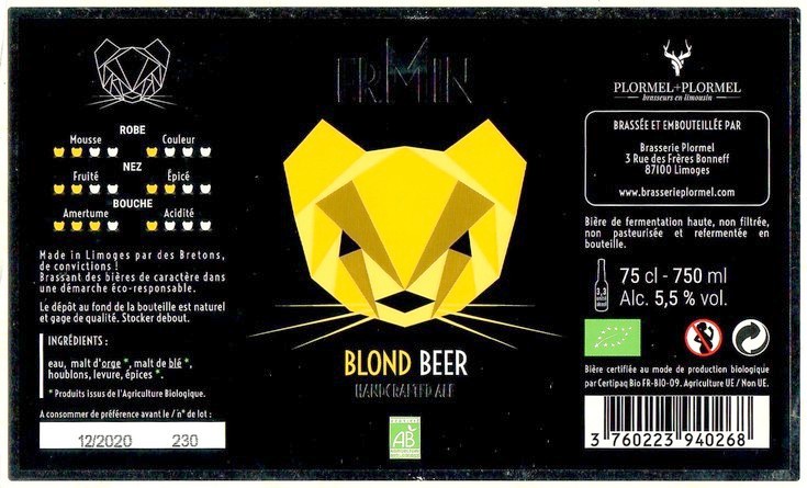 Etiquette BRASSERIE PLORMEL 08