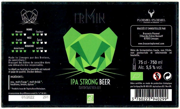 Etiquette BRASSERIE PLORMEL 14