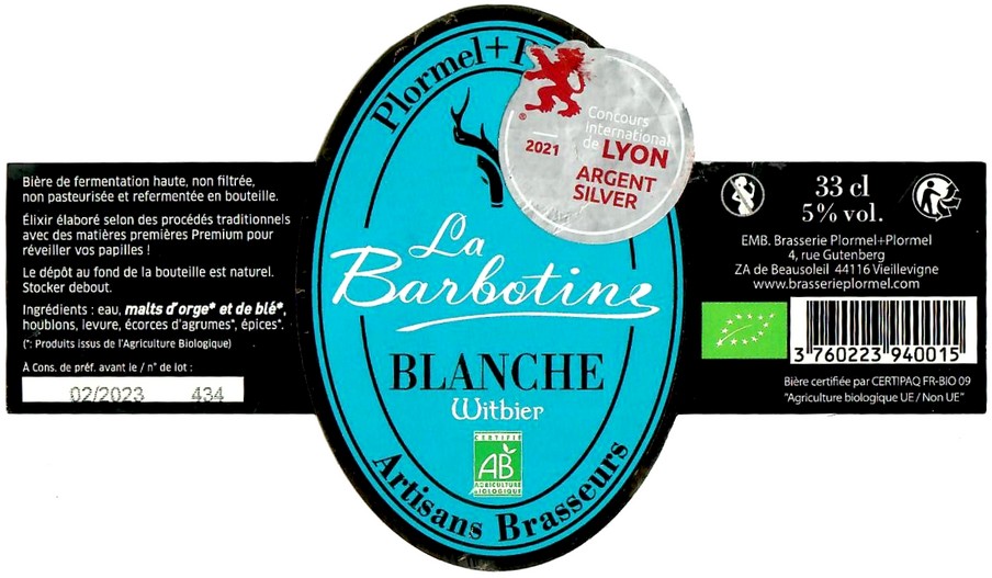 Etiquette BRASSERIE PLORMEL 44 02