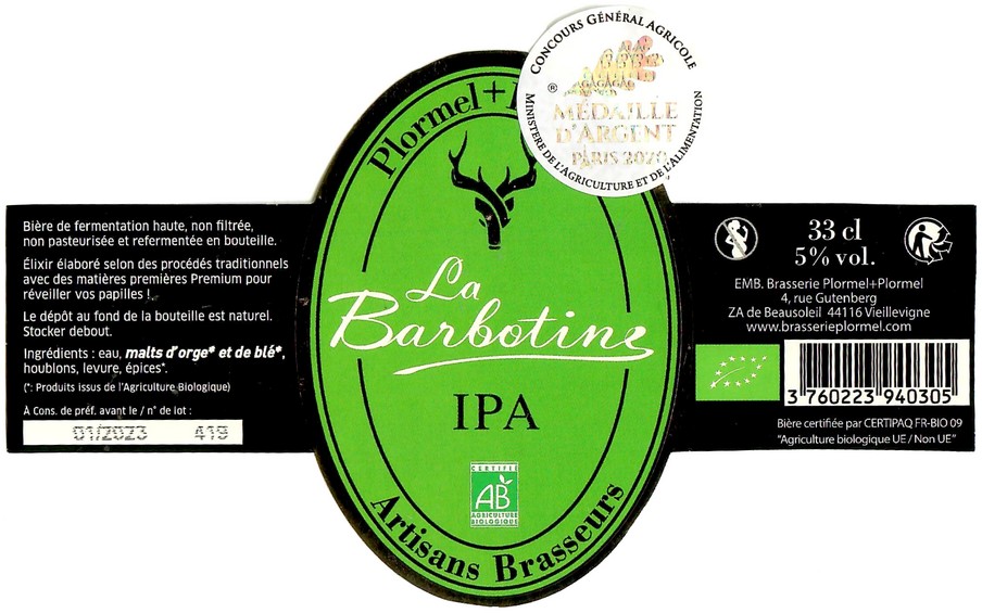 Etiquette BRASSERIE PLORMEL 44 08