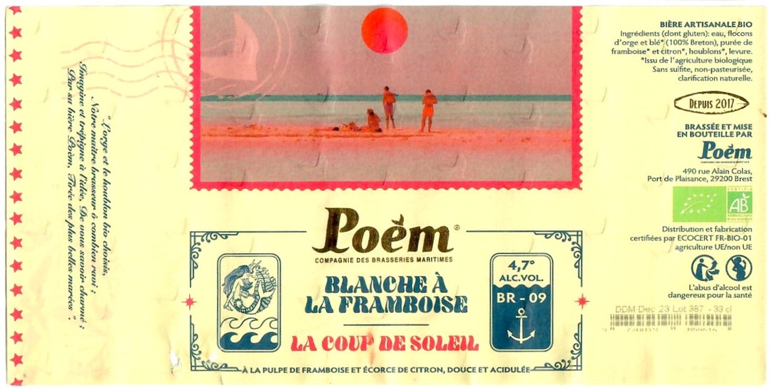 Etiquette BRASSERIE POEM 12