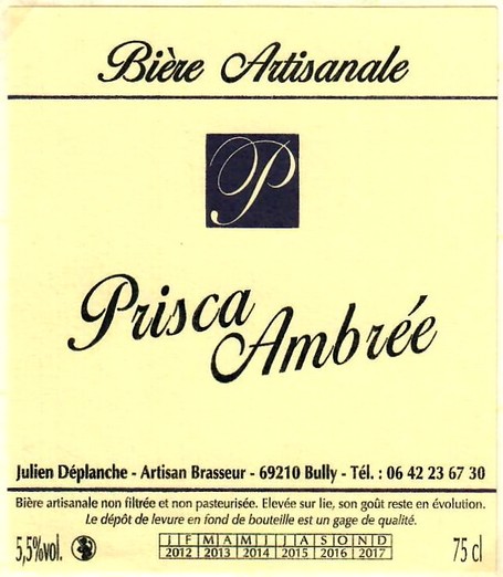 Etiquette BRASSERIE PRISCA 01