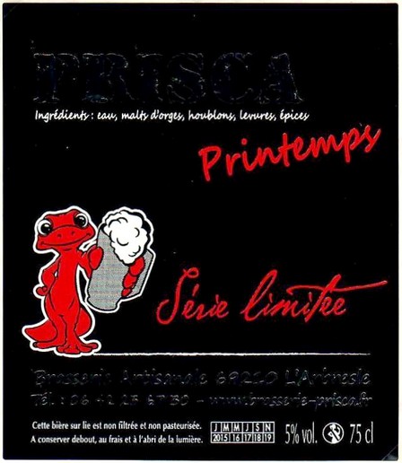 Etiquette BRASSERIE PRISCA 10