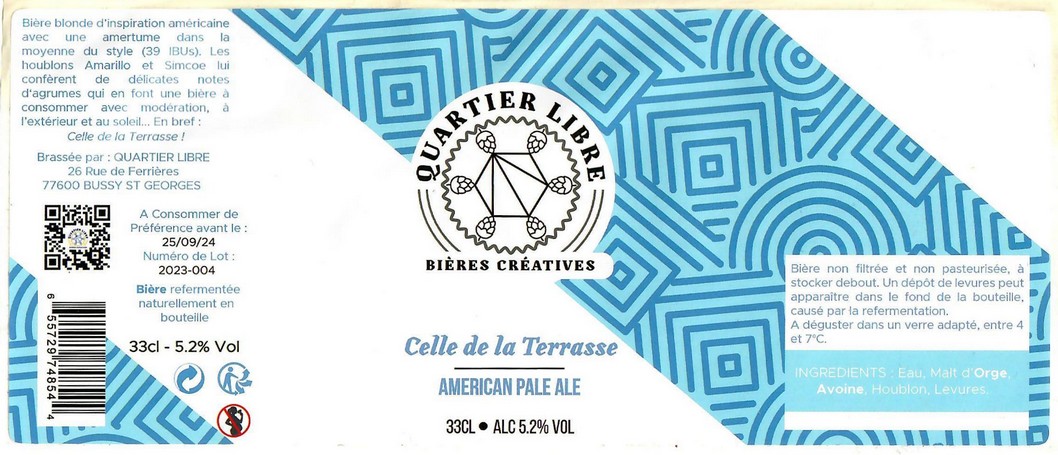 Etiquette BRASSERIE QUARTIER LIBRE 10