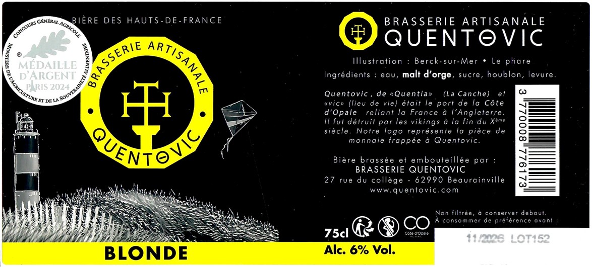 Etiquette BRASSERIE QUENTOVIC 09