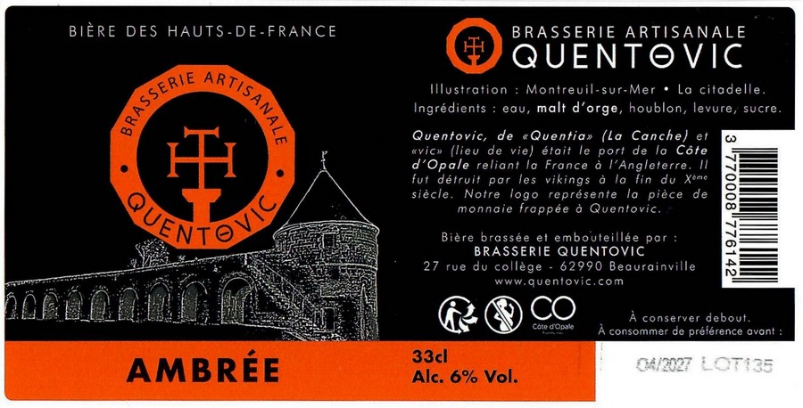 Etiquette BRASSERIE QUENTOVIC 11