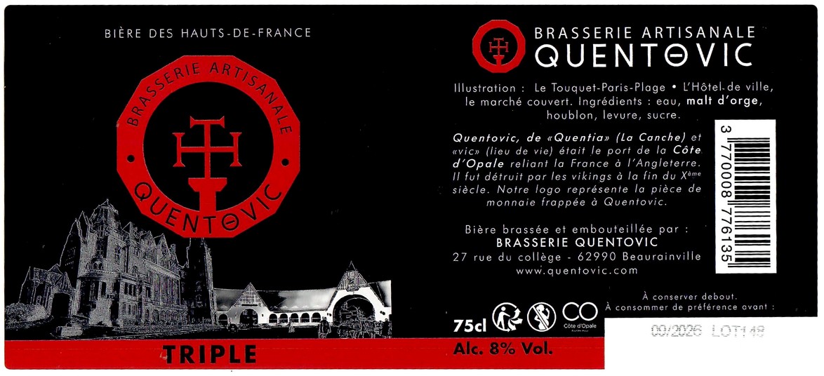 Etiquette BRASSERIE QUENTOVIC 18