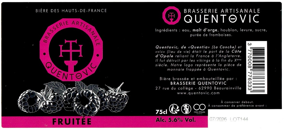 Etiquette BRASSERIE QUENTOVIC 20