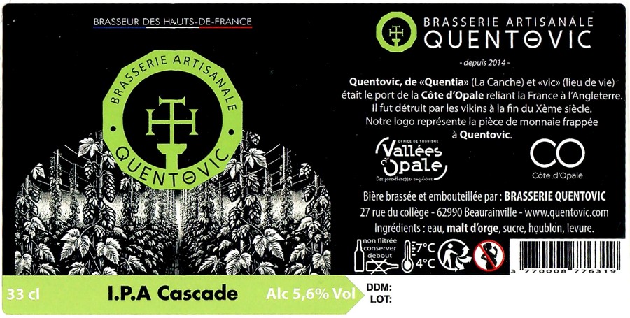 Etiquette BRASSERIE QUENTOVIC 21