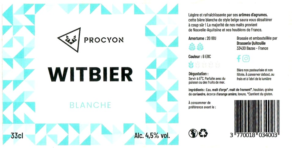 Etiquette BRASSERIE QUITOUILLE 11