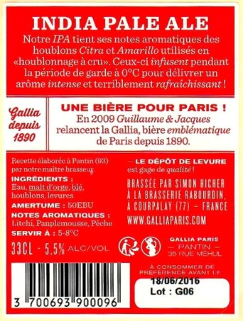 Etiquette BRASSERIE RABOURDIN 08B