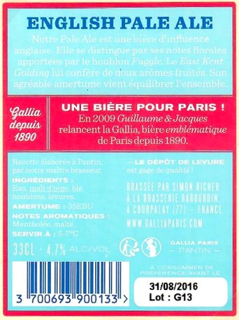 Etiquette BRASSERIE RABOURDIN 09B