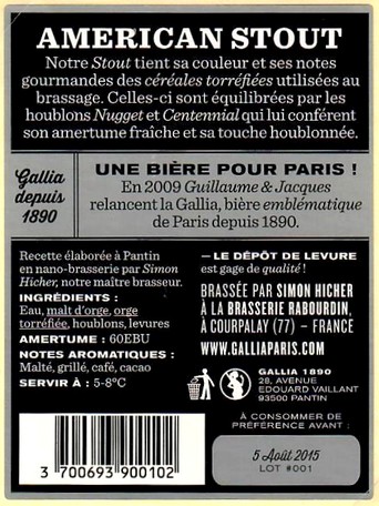 Etiquette BRASSERIE RABOURDIN 13B