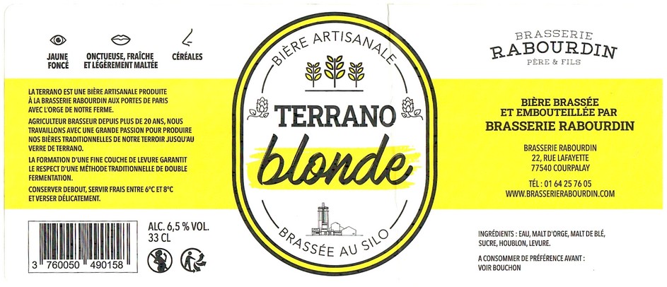 Etiquette BRASSERIE RABOURDIN 88