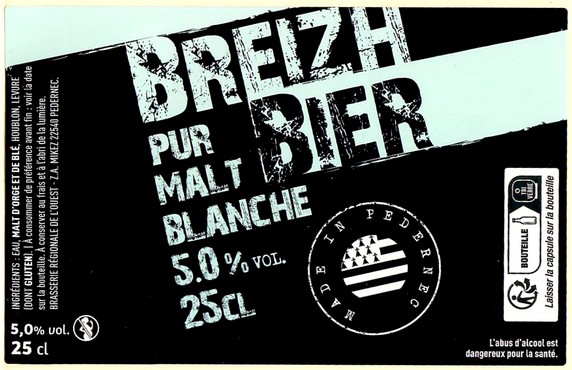 Etiquette BRASSERIE REGIONALE DE L'OUEST 01