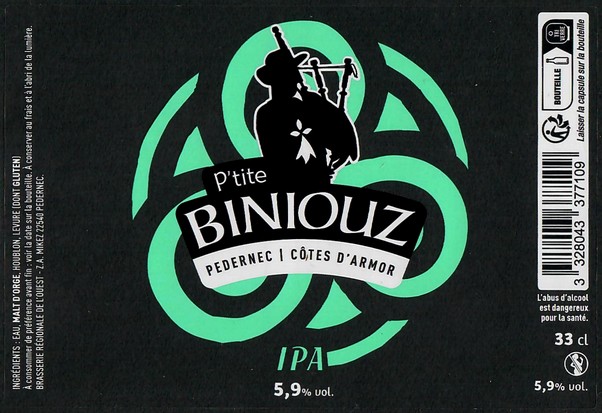 Etiquette BRASSERIE REGIONALE DE L'OUEST 12