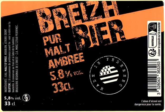 Etiquette BRASSERIE REGIONALE DE L'OUEST 20