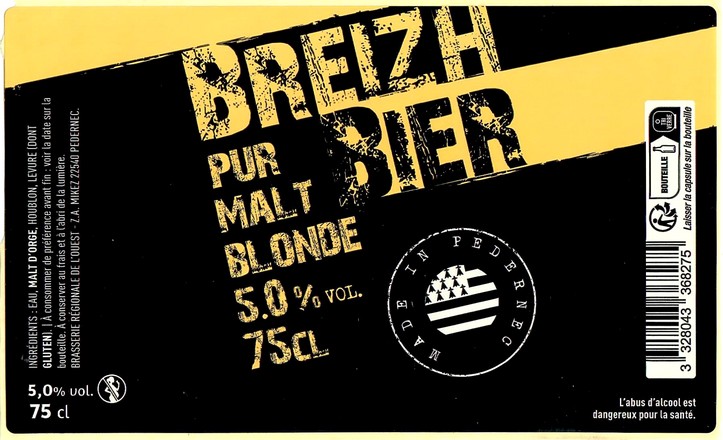 Etiquette BRASSERIE REGIONALE DE L'OUEST 22