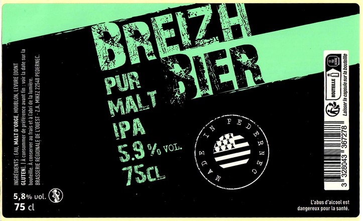 Etiquette BRASSERIE REGIONALE DE L'OUEST 23