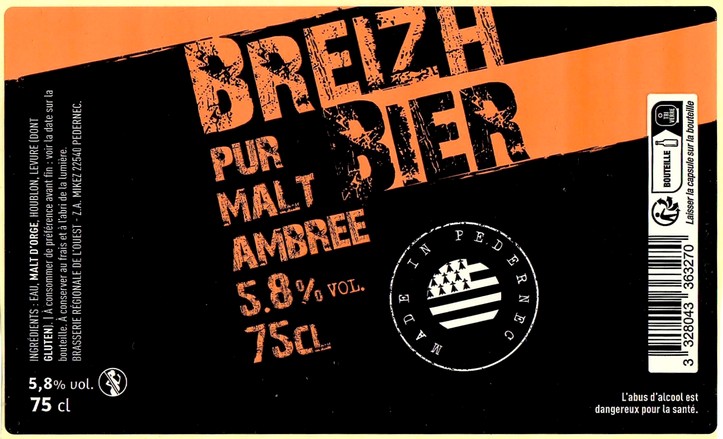 Etiquette BRASSERIE REGIONALE DE L'OUEST 24