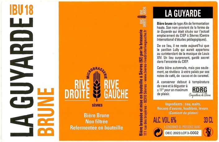 Etiquette BRASSERIE RIVE DROITE RIVE GAUCHE 04