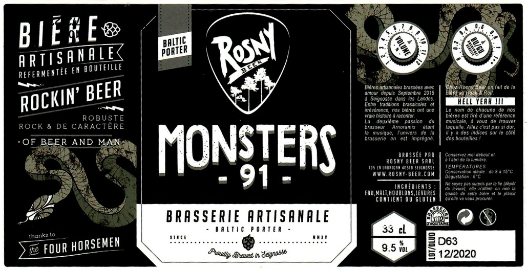 etiquette BRASSERIE ROSNY BEER 11