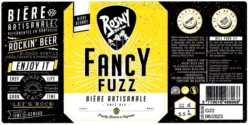 Etiquette BRASSERIE ROSNY 22