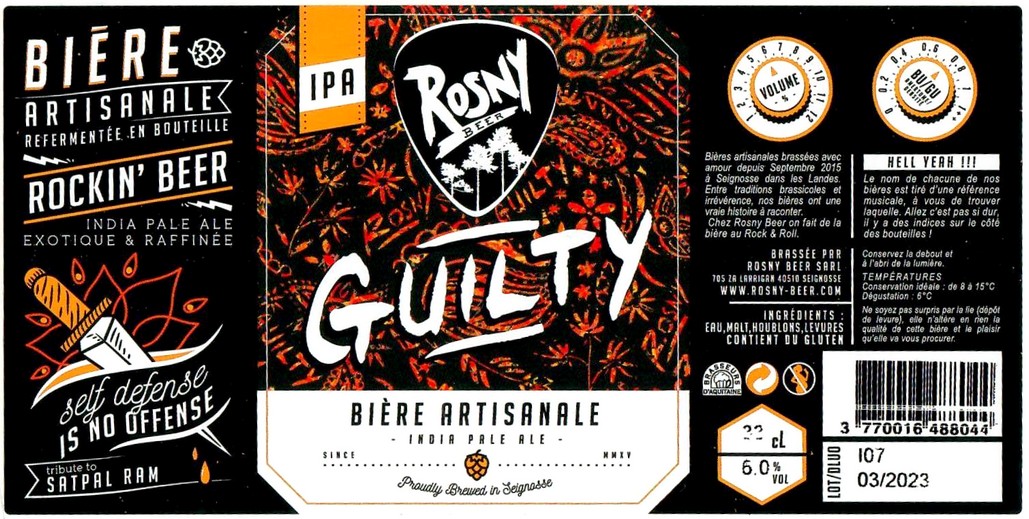 Etiquette BRASSERIE ROSNY 23