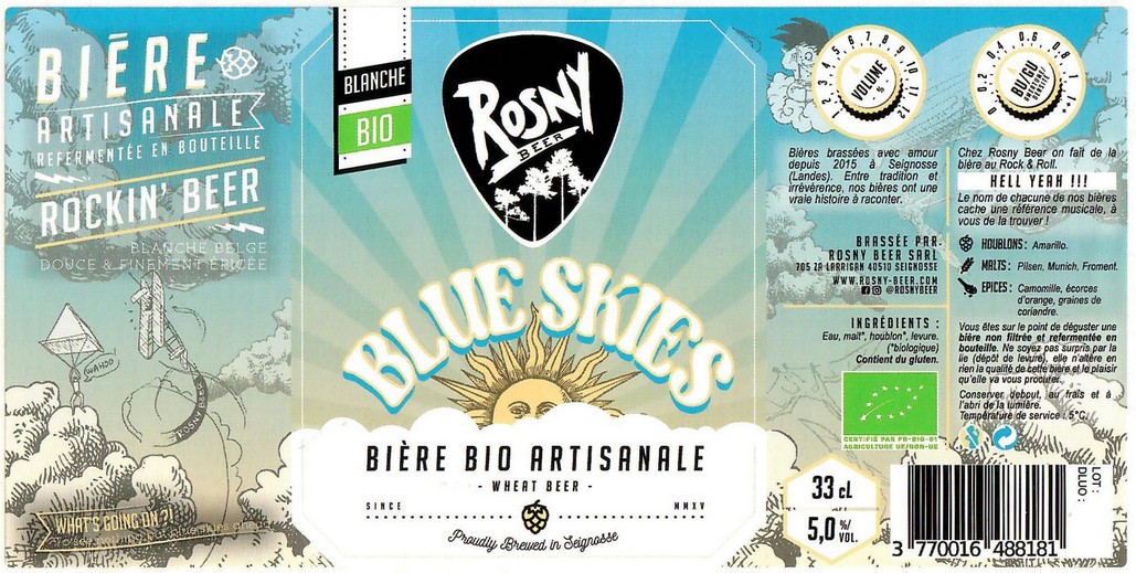 Etiquette BRASSERIE ROSNY 33