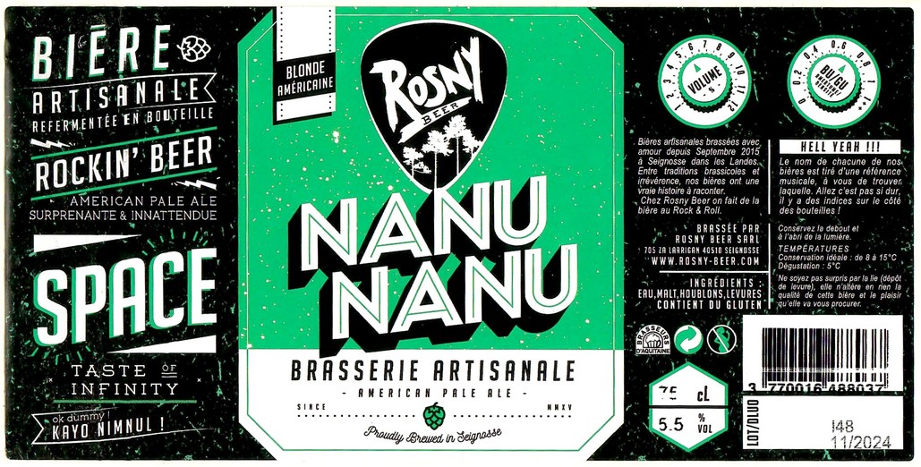 Etiquette BRASSERIE ROSNY 34