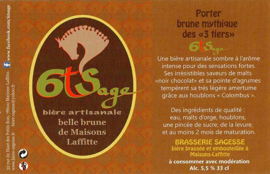 Etiquette BRASSERIE SAGESSE 78 05