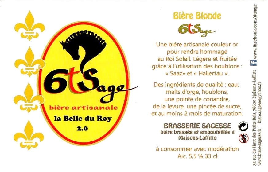 Etiquette BRASSERIE SAGESSE 78 09