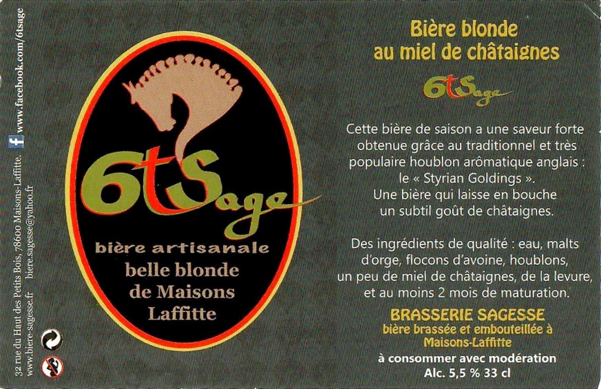 Etiquette BRASSERIE SAGESSE 78 10