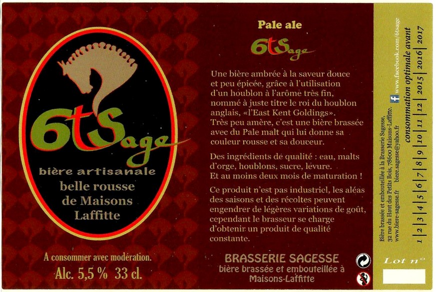 Etiquette BRASSERIE SAGESSE 78 17