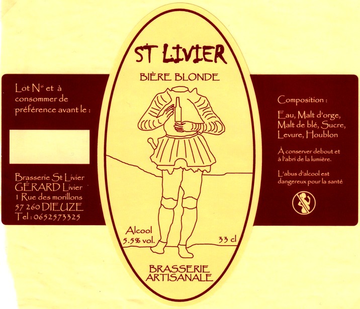 etiquette BRASSERIE SAINT LIVIER 01