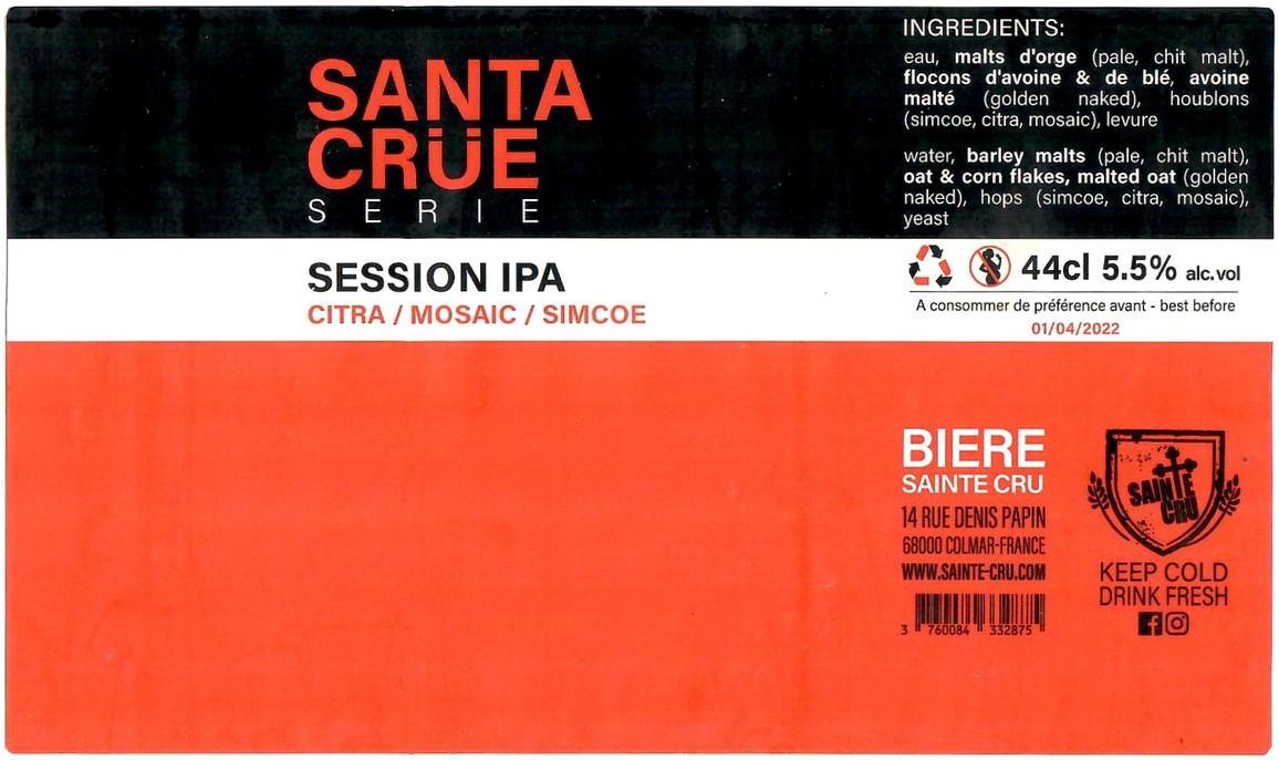 Etiquette BRASSERIE SAINTE-CRUCIENNE 45