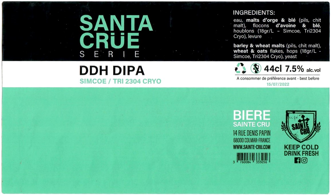 Etiquette BRASSERIE SAINTE-CRUCIENNE 47