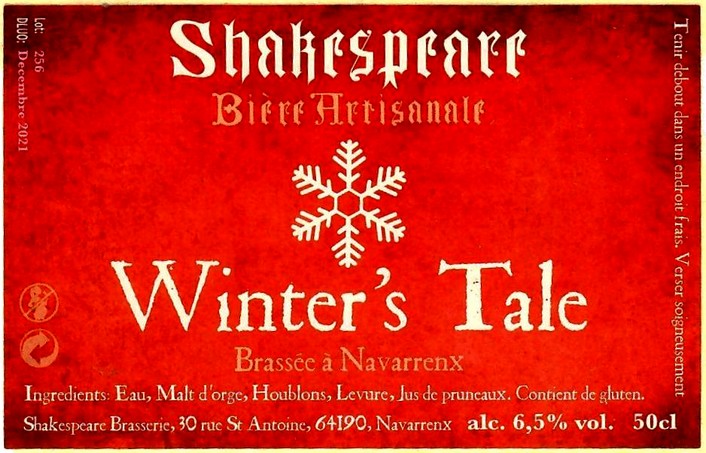 etiquette BRASSERIE SHAKESPEARE 28