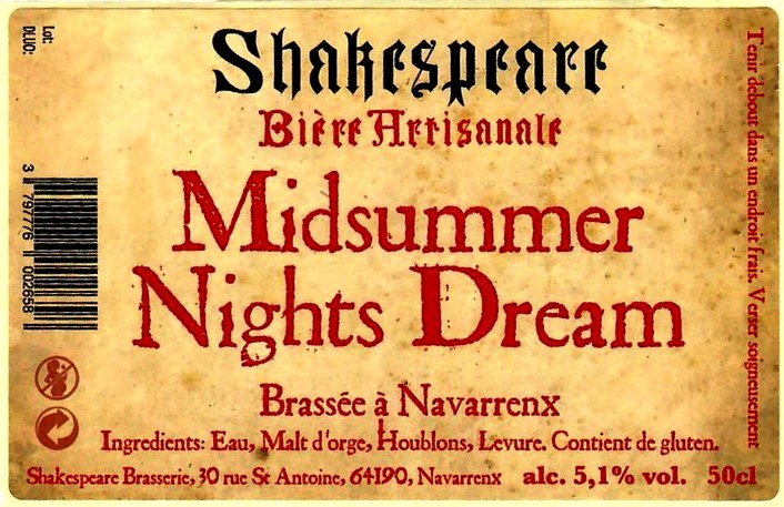 Etiquette BRASSERIE SHAKESPEARE 32