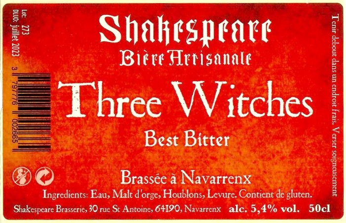 Etiquette BRASSERIE SHAKESPEARE 34