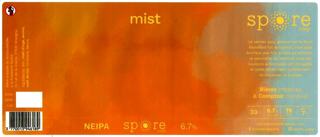 Etiquette BRASSERIE SPORE 28